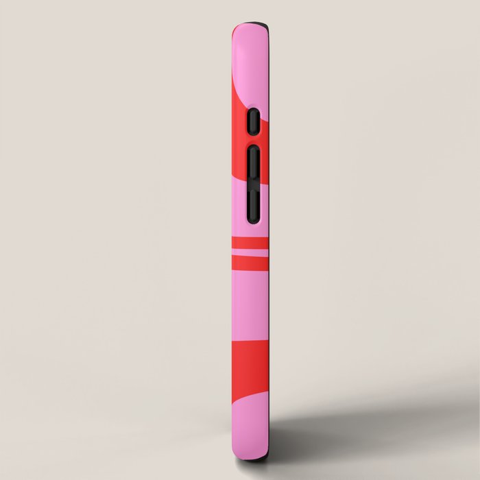 Retro Groove Abstract Pattern in Preppy Pink and Red iPhone Case Gallery Image 2