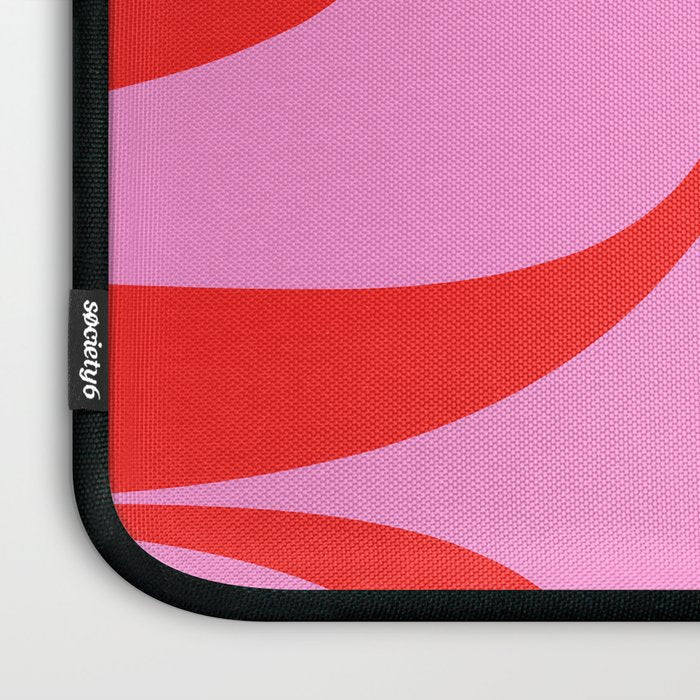 Retro Groove Abstract Pattern in Preppy Pink and Red Laptop Sleeve Gallery Image 3
