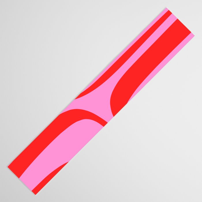 Retro Groove Abstract Pattern in Preppy Pink and Red Table Runner Gallery Image 3