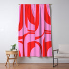Retro Groove Abstract Pattern in Preppy Pink and Red Window Curtain Gallery Image 5