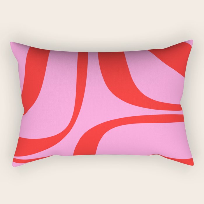 Retro Groove Abstract Pattern in Preppy Pink and Red Rectangular Pillow Gallery Image 1