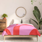 Retro Groove Abstract Pattern in Preppy Pink and Red Comforter Gallery Image 3
