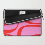 Retro Groove Abstract Pattern in Preppy Pink and Red Laptop Sleeve Gallery Image 2
