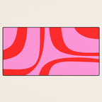 Retro Groove Abstract Pattern in Preppy Pink and Red Desk Mat Gallery Image 3