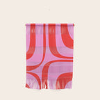Retro Groove Abstract Pattern in Preppy Pink and Red Wall Hanging Gallery Image 1