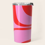 Retro Groove Abstract Pattern in Preppy Pink and Red Travel Mug Gallery Image 2