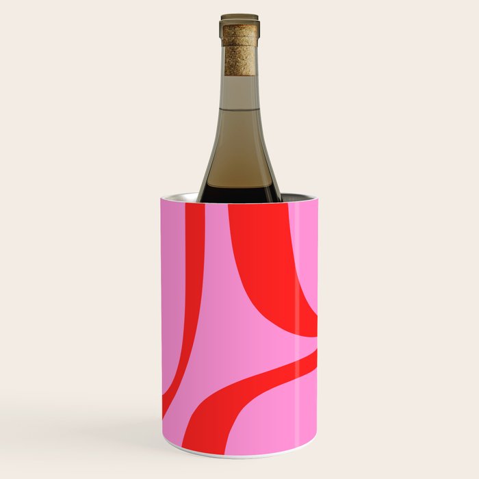 Retro Groove Abstract Pattern in Preppy Pink and Red Wine Chiller Gallery Image 1