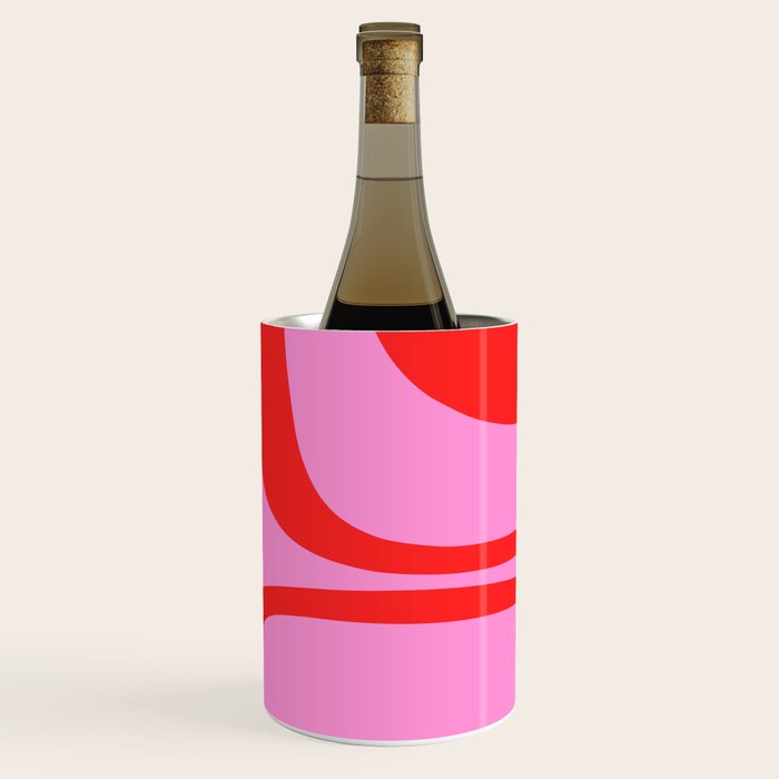 Retro Groove Abstract Pattern in Preppy Pink and Red Wine Chiller Gallery Image 3