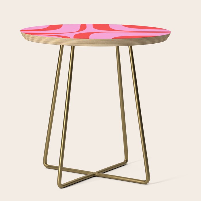 Retro Groove Abstract Pattern in Preppy Pink and Red Side Table Gallery Image 1
