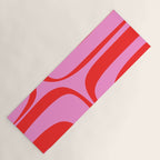 Retro Groove Abstract Pattern in Preppy Pink and Red Yoga Mat Gallery Image 1