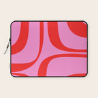 Retro Groove Abstract Pattern in Preppy Pink and Red Laptop Sleeve Gallery Image 1