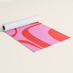 Retro Groove Abstract Pattern in Preppy Pink and Red Yoga Mat Gallery Image 2