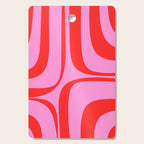 Retro Groove Abstract Pattern in Preppy Pink and Red Cutting Board Gallery Image 1
