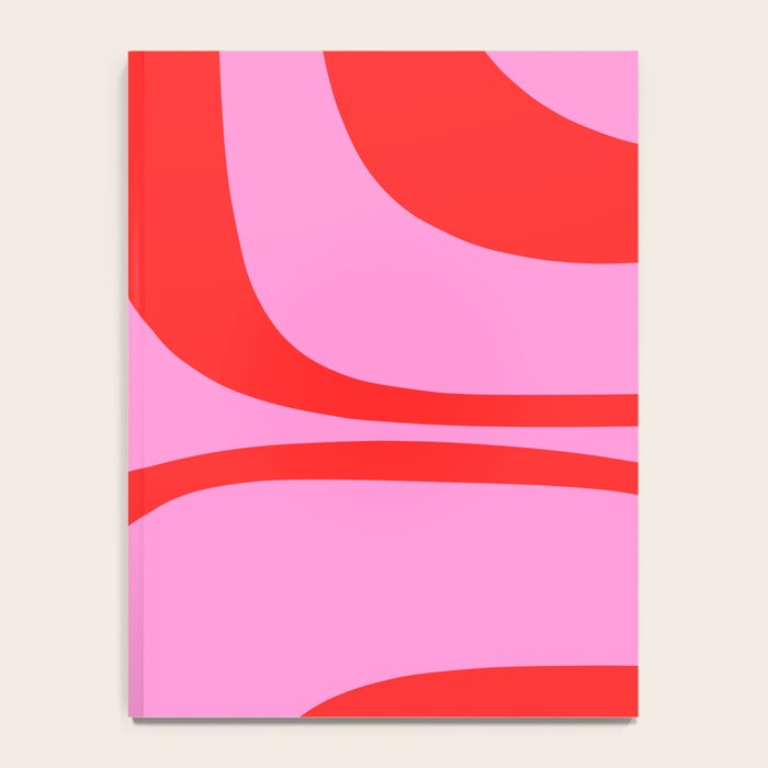 Retro Groove Abstract Pattern in Preppy Pink and Red Notebook Gallery Image 4