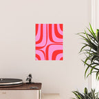 Retro Groove Abstract Pattern in Preppy Pink and Red Poster Gallery Image 2