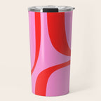 Retro Groove Abstract Pattern in Preppy Pink and Red Travel Mug Gallery Image 1