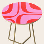 Retro Groove Abstract Pattern in Preppy Pink and Red Side Table Gallery Image 2
