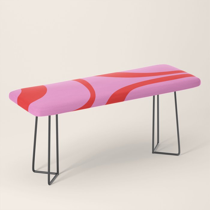 Retro Groove Abstract Pattern in Preppy Pink and Red Bench Gallery Image 1