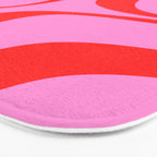 Retro Groove Abstract Pattern in Preppy Pink and Red Bath Mat Gallery Image 3