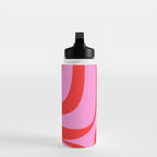 Retro Groove Abstract Pattern in Preppy Pink and Red Water Bottle Gallery Image 3