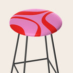 Retro Groove Abstract Pattern in Preppy Pink and Red Stool Gallery Image 2