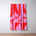 Retro Groove Abstract Pattern in Preppy Pink and Red Window Curtain Gallery Image 3