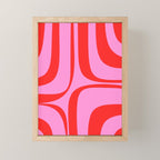 Retro Groove Abstract Pattern in Preppy Pink and Red Mini Art Print Gallery Image 1