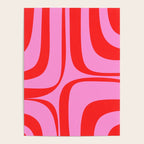 Retro Groove Abstract Pattern in Preppy Pink and Red Poster Gallery Image 4