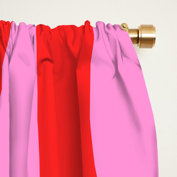 Retro Groove Abstract Pattern in Preppy Pink and Red Window Curtain Gallery Image 2