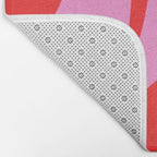 Retro Groove Abstract Pattern in Preppy Pink and Red Bath Mat Gallery Image 2