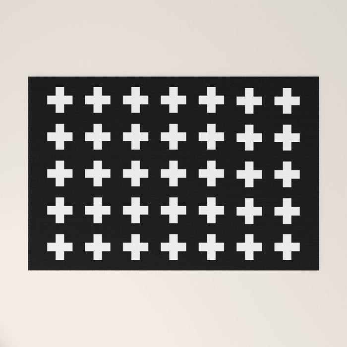 Swiss Cross Black Welcome Mat Gallery Image 1