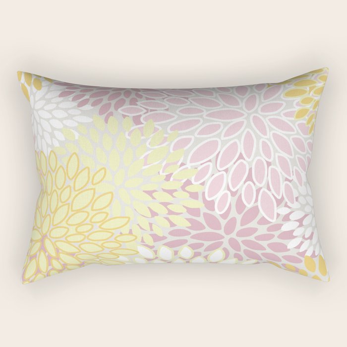 Floral Prints, Soft, Yellow and Pink, Design Prints Rectangular Pillow Gallery Image 1