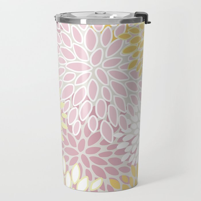 Floral Prints, Soft, Yellow and Pink, Design Prints Travel Mug Gallery Image 2