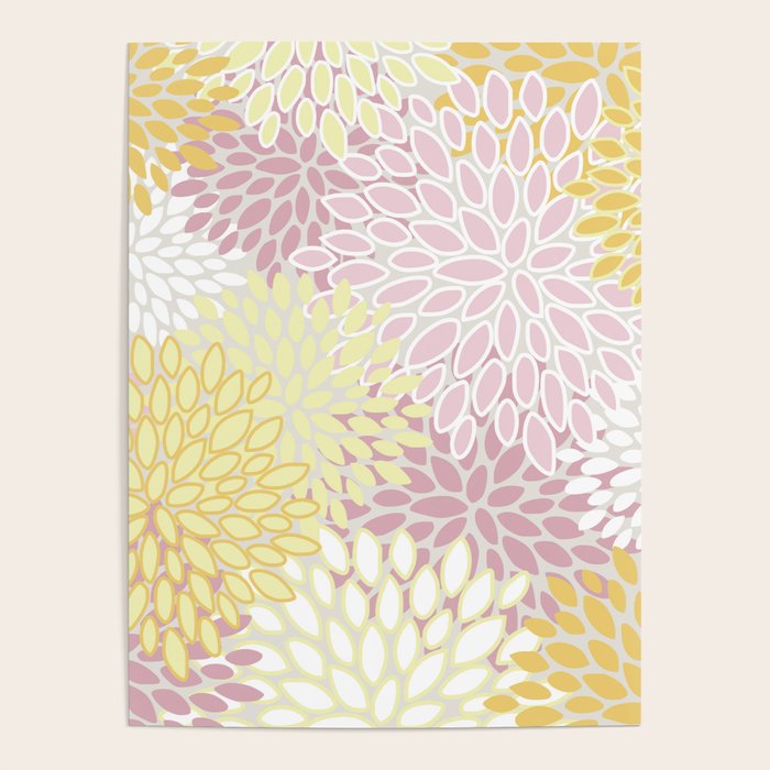 Floral Prints, Soft, Yellow and Pink, Design Prints Poster Gallery Image 4