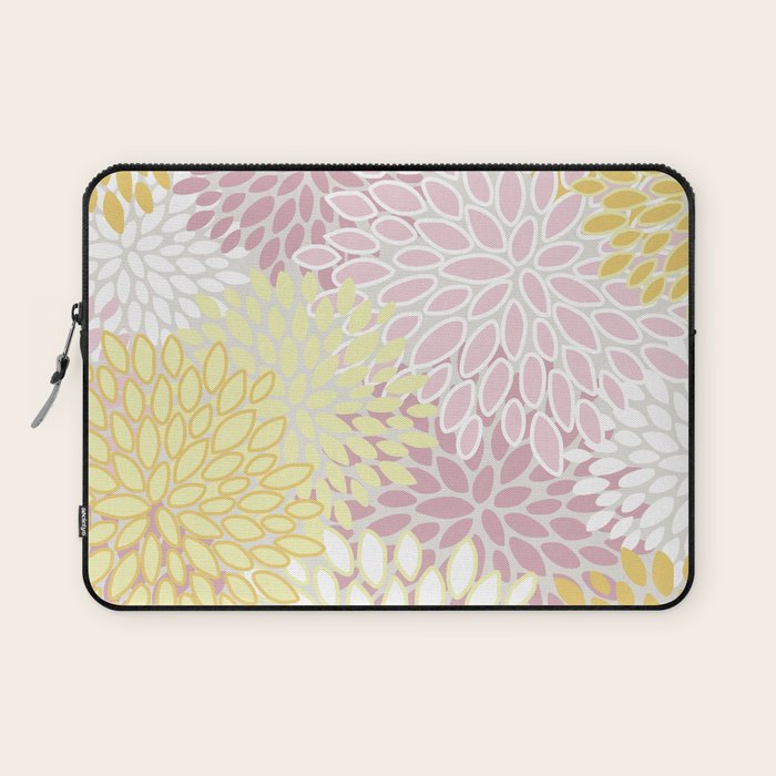 Floral Prints, Soft, Yellow and Pink, Design Prints Laptop Sleeve Gallery Image 1