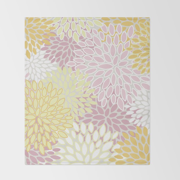 Floral Prints, Soft, Yellow and Pink, Design Prints Throw Blanket Gallery Image 2