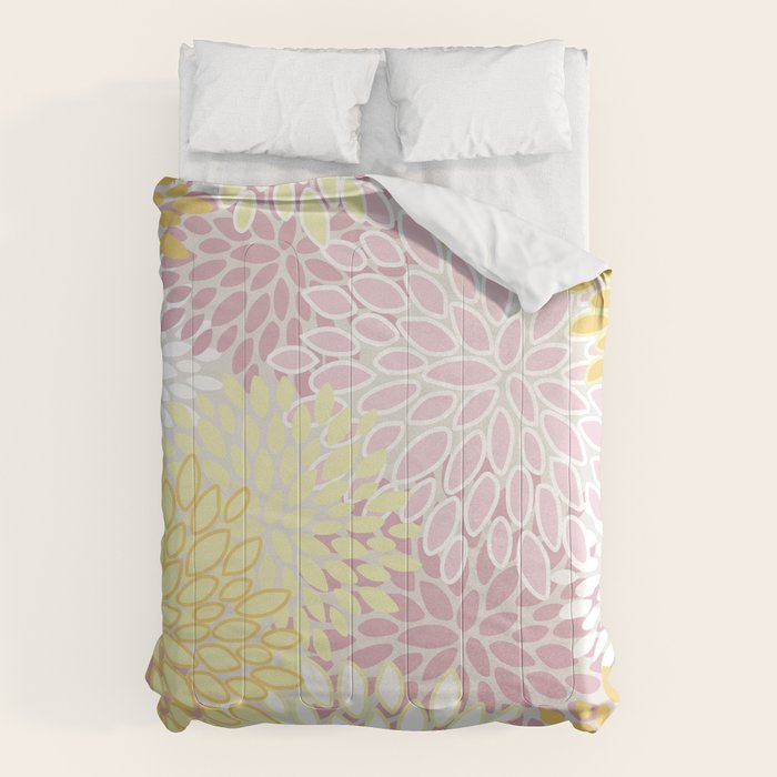Floral Prints, Soft, Yellow and Pink, Design Prints Comforter Gallery Image 6