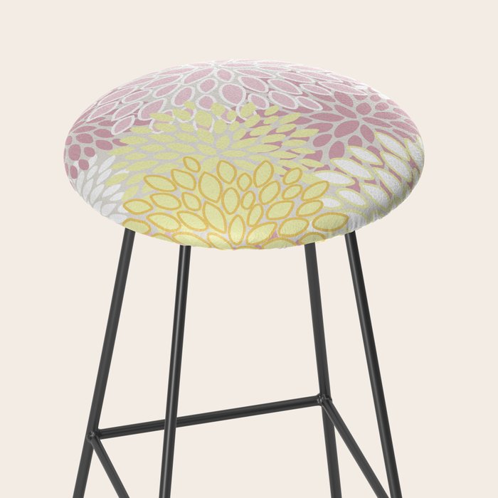 Floral Prints, Soft, Yellow and Pink, Design Prints Stool Gallery Image 2