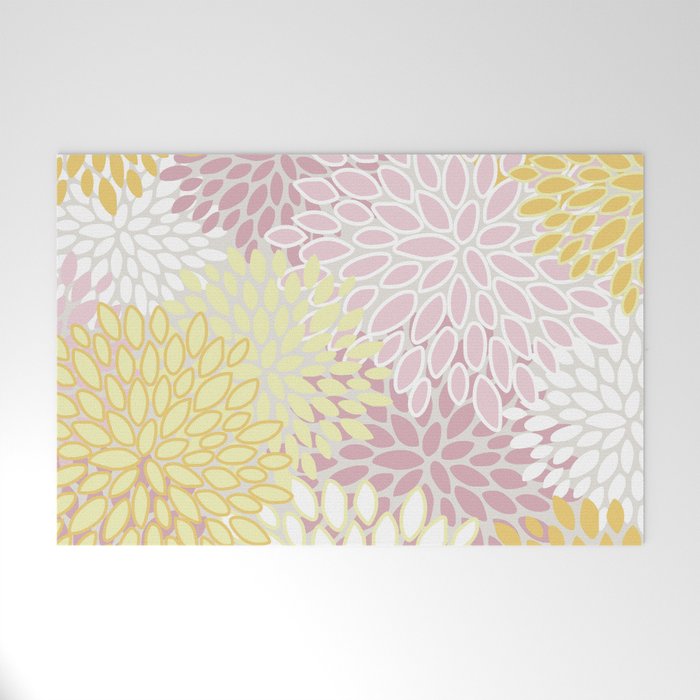 Floral Prints, Soft, Yellow and Pink, Design Prints Welcome Mat Gallery Image 1