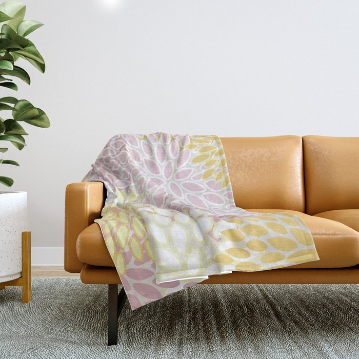 Floral Prints, Soft, Yellow and Pink, Design Prints Throw Blanket Gallery Image 1