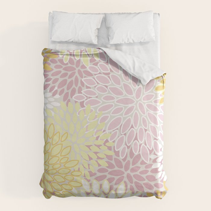 Floral Prints, Soft, Yellow and Pink, Design Prints Duvet Cover Gallery Image 6