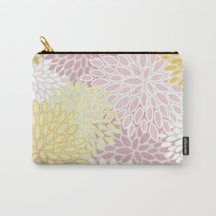 Floral Prints, Soft, Yellow and Pink, Design Prints Carry All Pouch Gallery Image 1