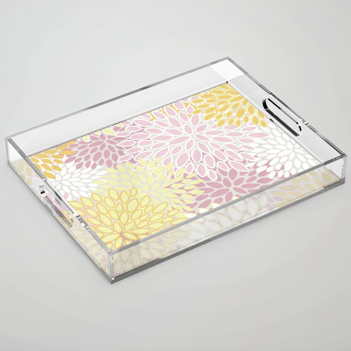 Floral Prints, Soft, Yellow and Pink, Design Prints Acrylic Tray Gallery Image 1