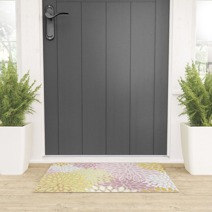 Floral Prints, Soft, Yellow and Pink, Design Prints Welcome Mat Gallery Image 3