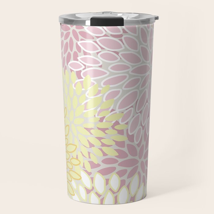 Floral Prints, Soft, Yellow and Pink, Design Prints Travel Mug Gallery Image 1