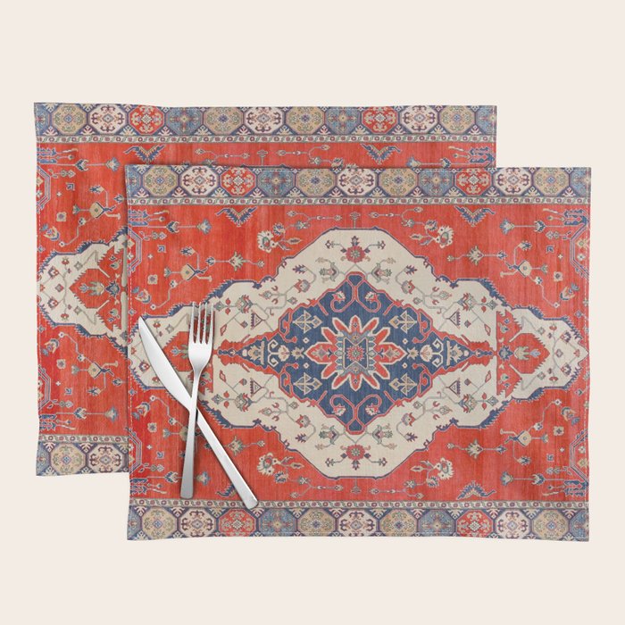 North And South Vine Red Medallion Kazak Persian Rug Placemat Gallery Image 1
