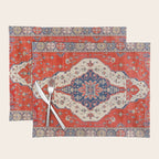 North And South Vine Red Medallion Kazak Persian Rug Placemat Gallery Image 1