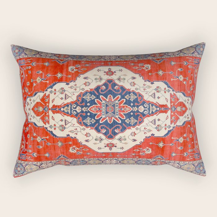 North And South Vine Red Medallion Kazak Persian Rug Rectangular Pillow Gallery Image 2