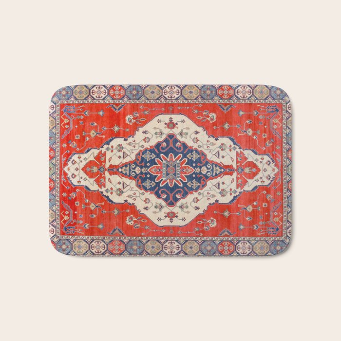 North And South Vine Red Medallion Kazak Persian Rug Bath Mat Gallery Image 1