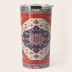 North And South Vine Red Medallion Kazak Persian Rug Travel Mug Gallery Image 1